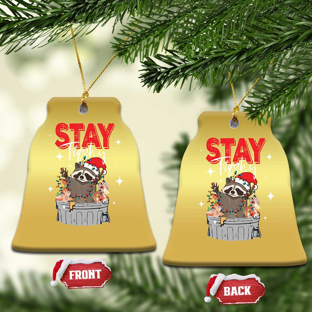 Funny Raccoon Xmas Christmas Ornament Stay Trashy Garbage Trashin Santa Hat - Wonder Print Shop