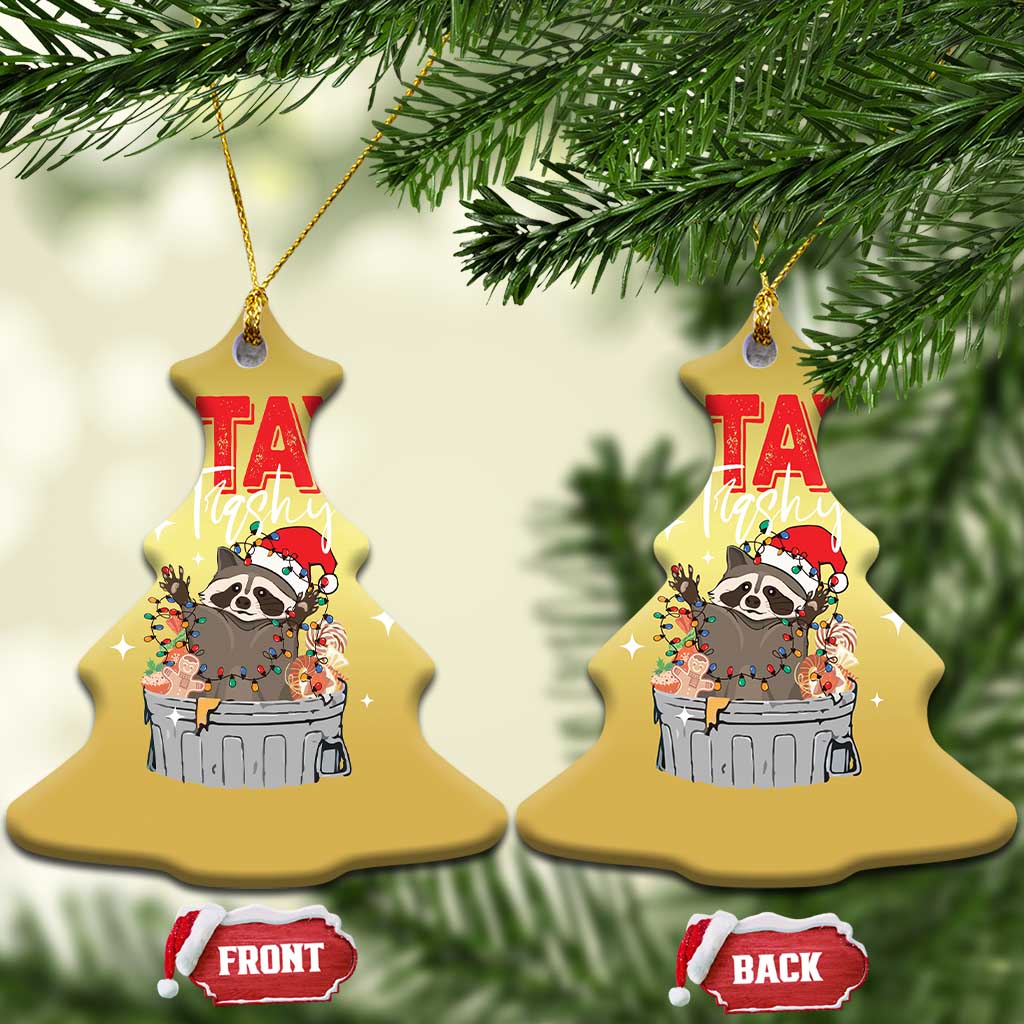 Funny Raccoon Xmas Christmas Ornament Stay Trashy Garbage Trashin Santa Hat - Wonder Print Shop