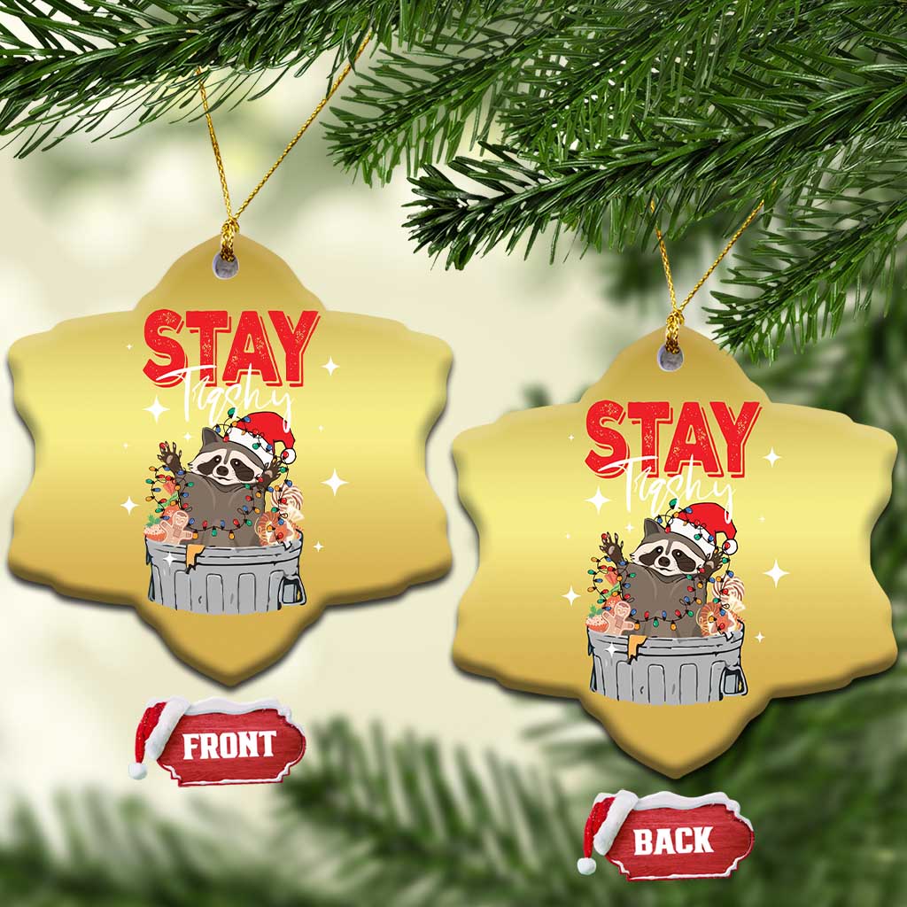 Funny Raccoon Xmas Christmas Ornament Stay Trashy Garbage Trashin Santa Hat - Wonder Print Shop