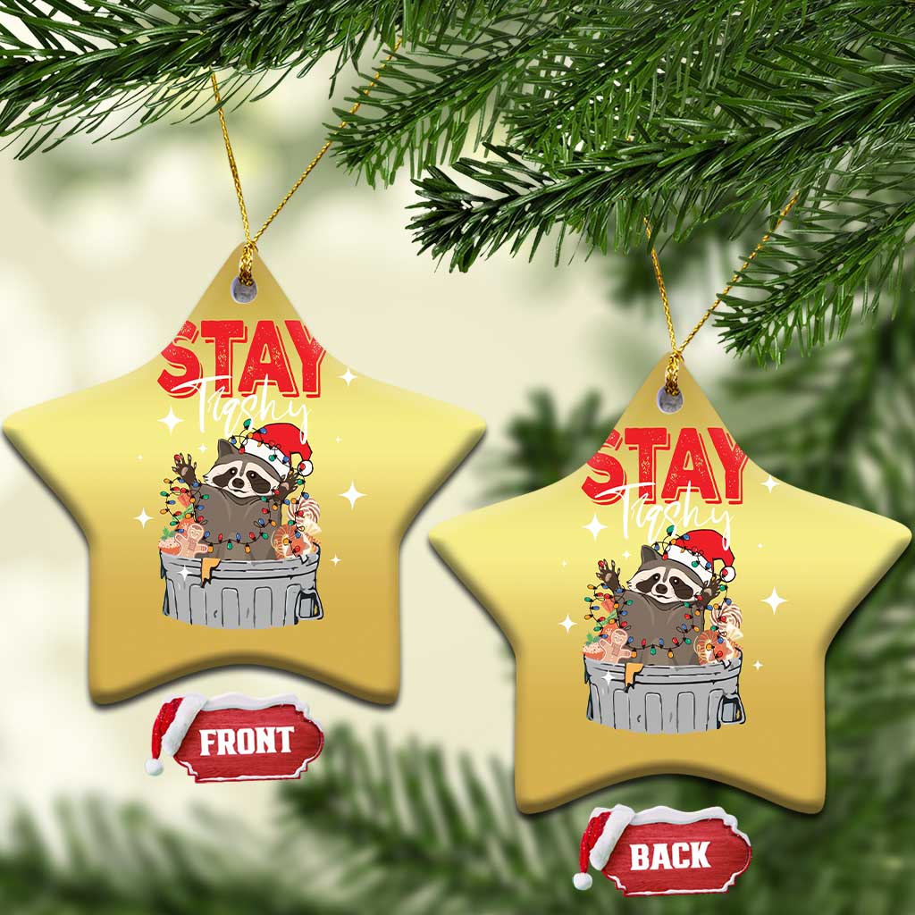 Funny Raccoon Xmas Christmas Ornament Stay Trashy Garbage Trashin Santa Hat - Wonder Print Shop