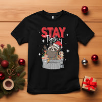 Stay Trashy Christmas Raccoon Garbage Trashin Santa Hat T Shirt - Wonder Print Shop