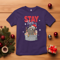 Stay Trashy Christmas Raccoon Garbage Trashin Santa Hat T Shirt - Wonder Print Shop