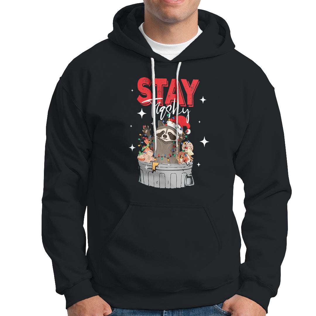 Stay Trashy Christmas Raccoon Garbage Trashin Santa Hat Hoodie - Wonder Print Shop