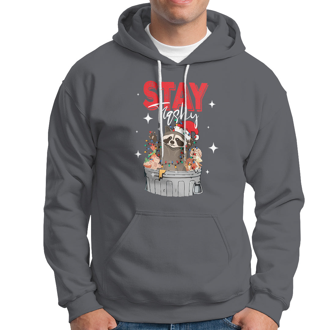 Stay Trashy Christmas Raccoon Garbage Trashin Santa Hat Hoodie - Wonder Print Shop