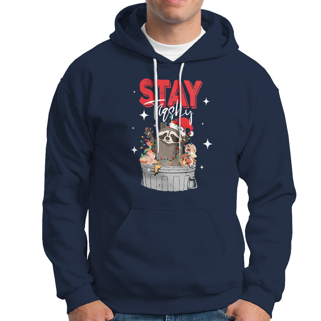 Stay Trashy Christmas Raccoon Garbage Trashin Santa Hat Hoodie - Wonder Print Shop