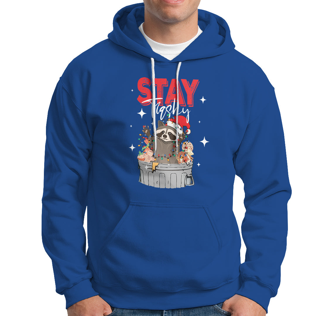 Stay Trashy Christmas Raccoon Garbage Trashin Santa Hat Hoodie - Wonder Print Shop