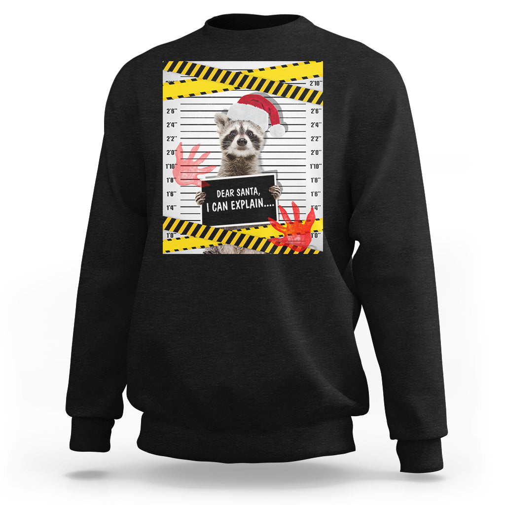 Christmas Sweatshirt Dear Santa I Can Explain Funny Raccoon Lover - Wonder Print Shop