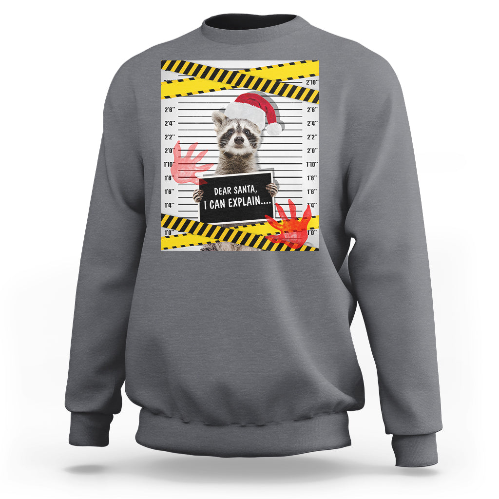 Christmas Sweatshirt Dear Santa I Can Explain Funny Raccoon Lover - Wonder Print Shop