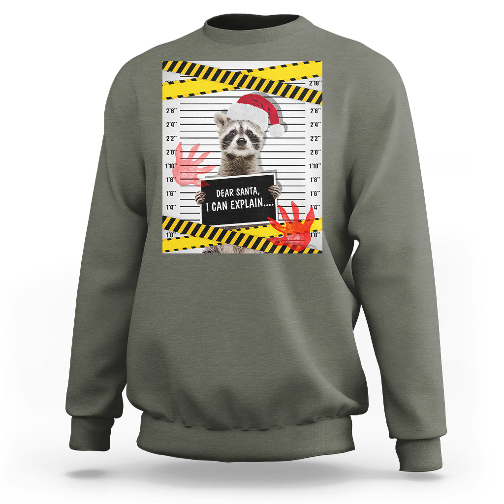 Christmas Sweatshirt Dear Santa I Can Explain Funny Raccoon Lover - Wonder Print Shop