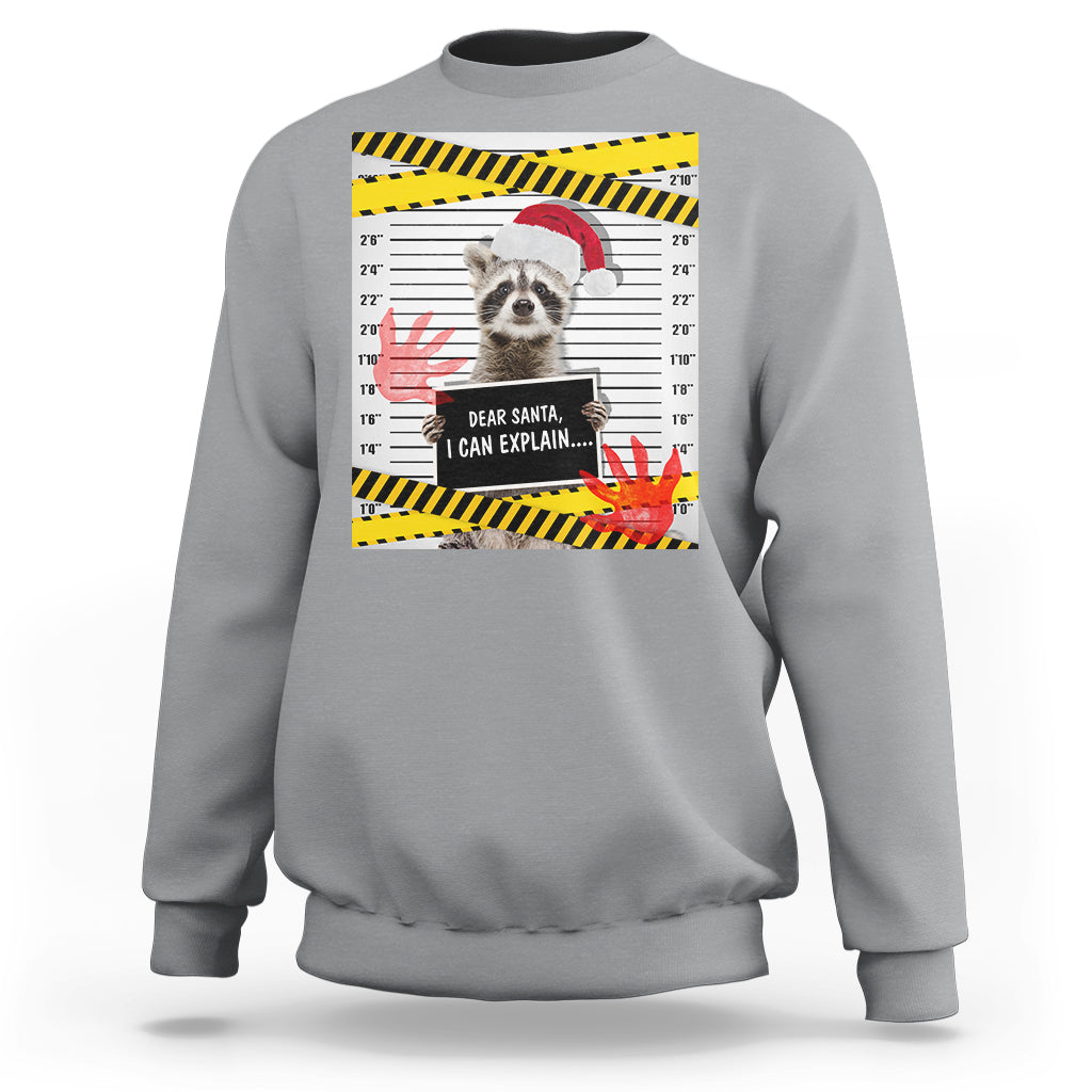 Christmas Sweatshirt Dear Santa I Can Explain Funny Raccoon Lover - Wonder Print Shop