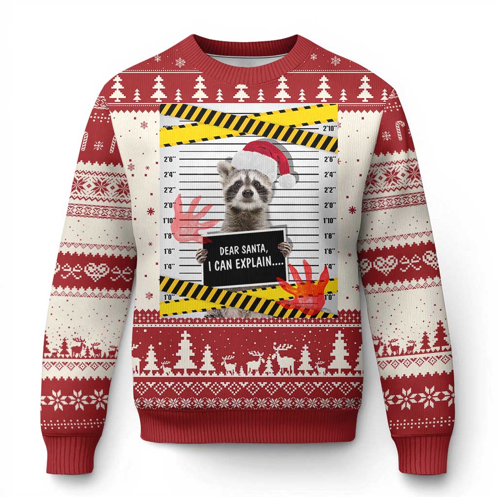 Funny Xmas Raccoon Ugly Christmas Sweater Dear Santa I Can Explain - Wonder Print Shop