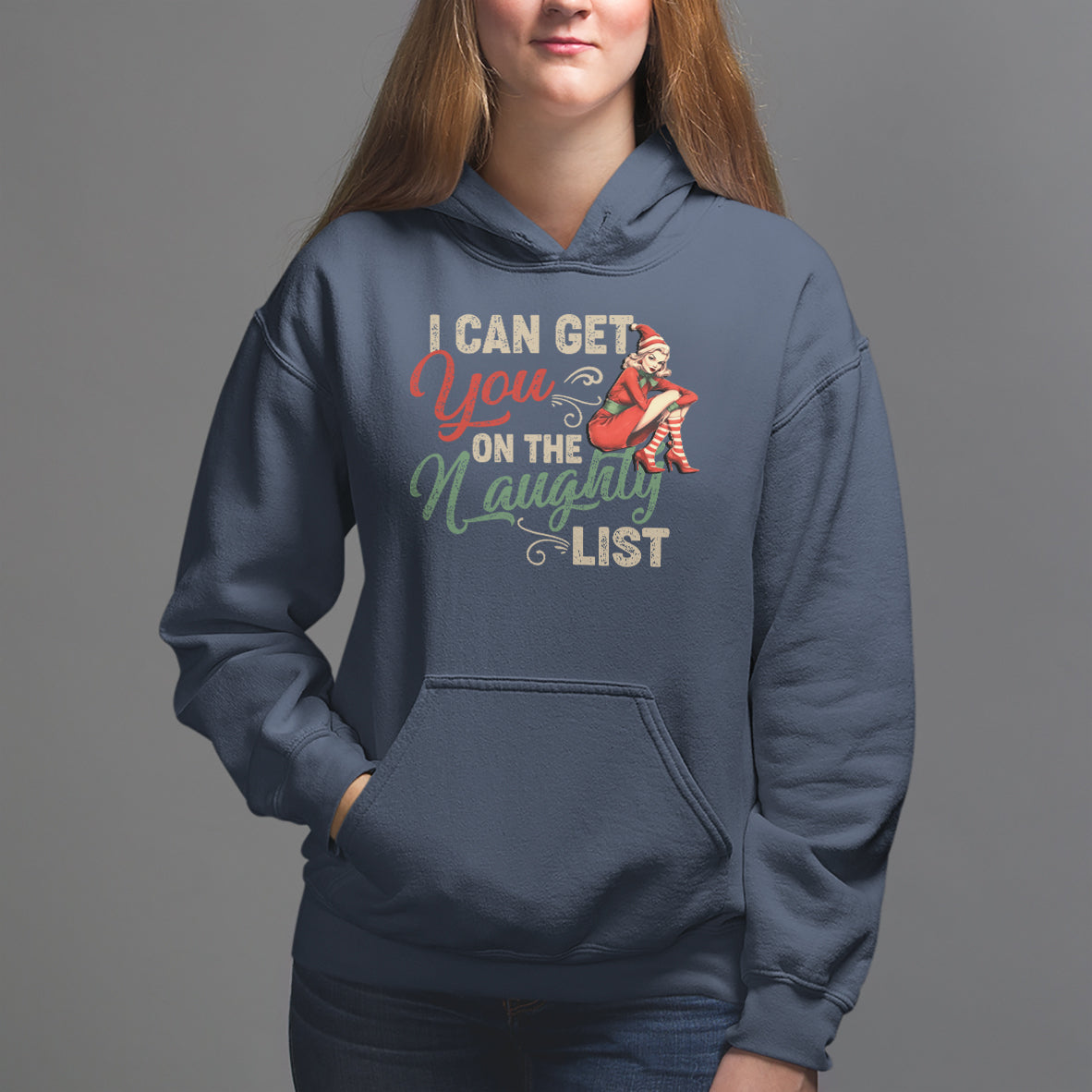 I Can Get You On The Naughty List Santa Lady Vintage Christmas Hoodie - Wonder Print Shop