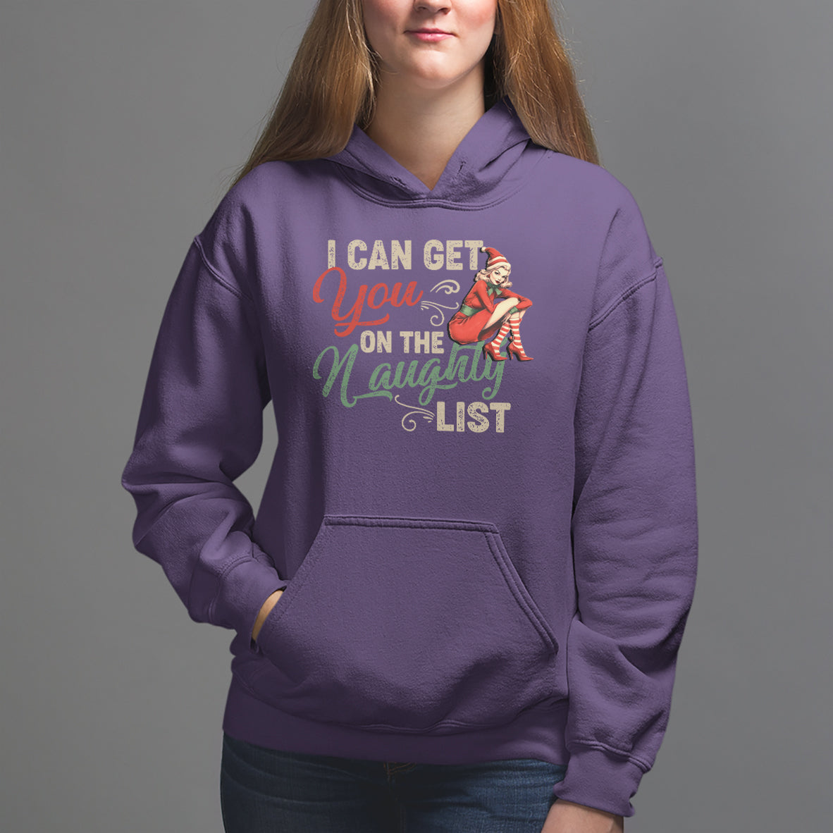 I Can Get You On The Naughty List Santa Lady Vintage Christmas Hoodie - Wonder Print Shop