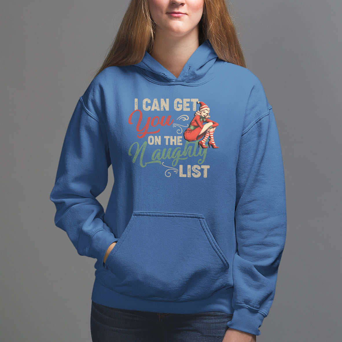 I Can Get You On The Naughty List Santa Lady Vintage Christmas Hoodie - Wonder Print Shop