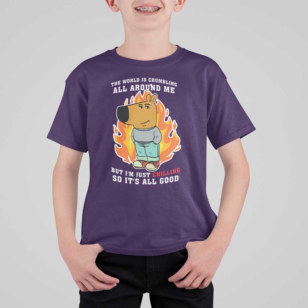 The World Is Crumbling All Around Me But Im Just Chilling So Its All Good T Shirt For Kid - Wonder Print Shop