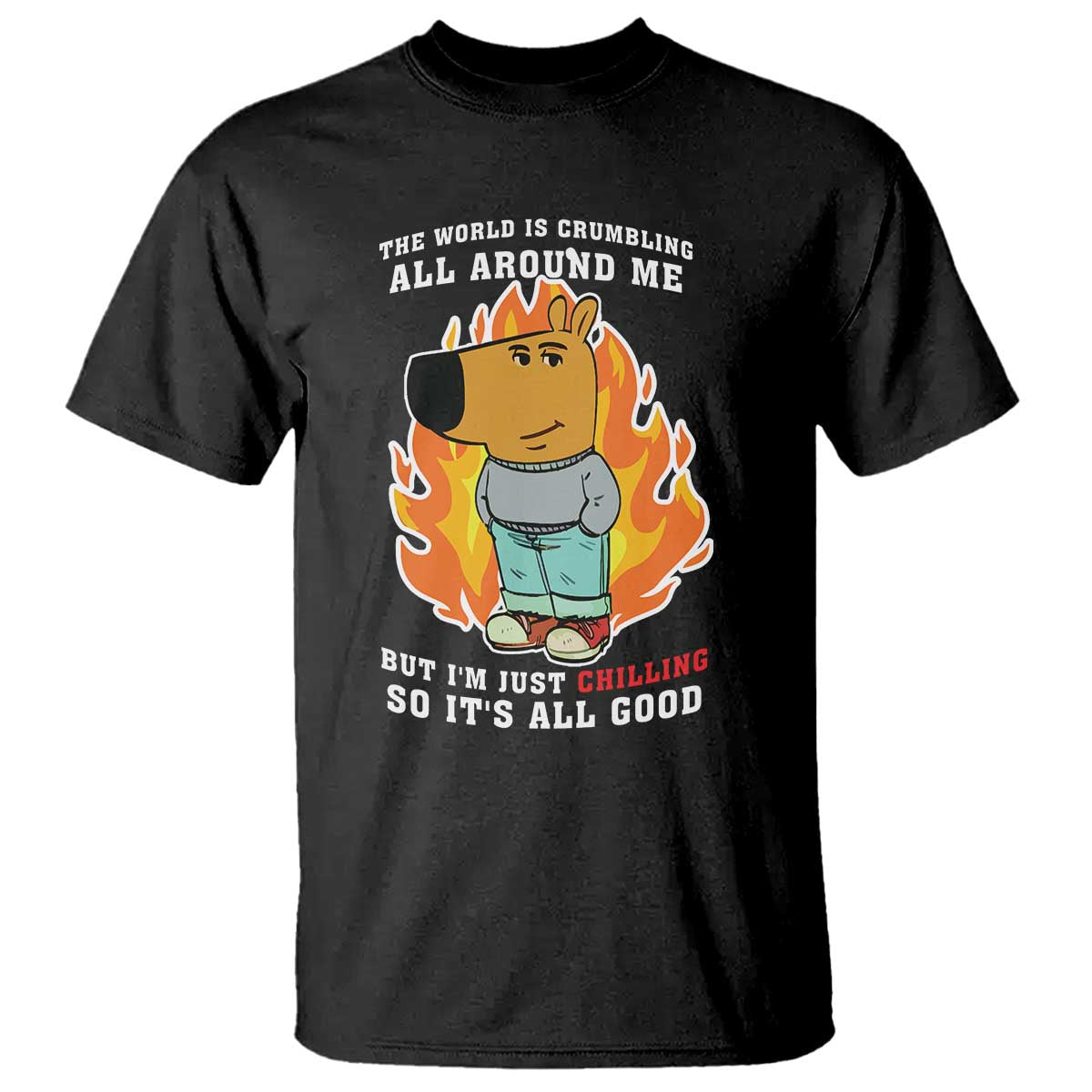 The World Is Crumbling All Around Me But Im Just Chilling So Its All Good T Shirt - Wonder Print Shop