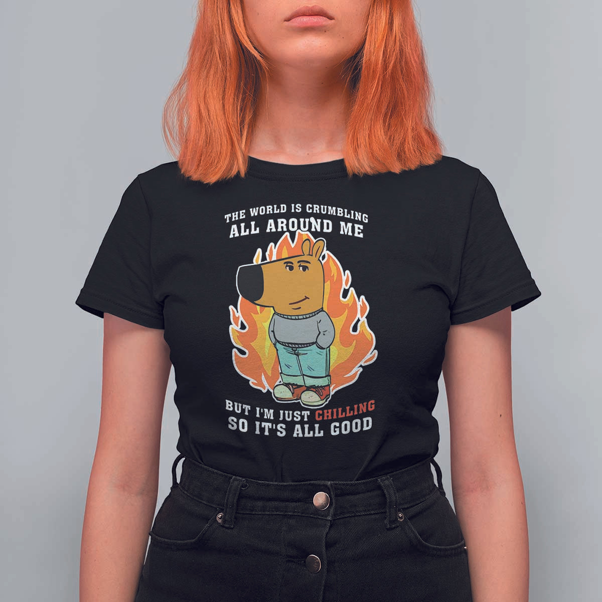 The World Is Crumbling All Around Me But Im Just Chilling So Its All Good T Shirt For Women - Wonder Print Shop