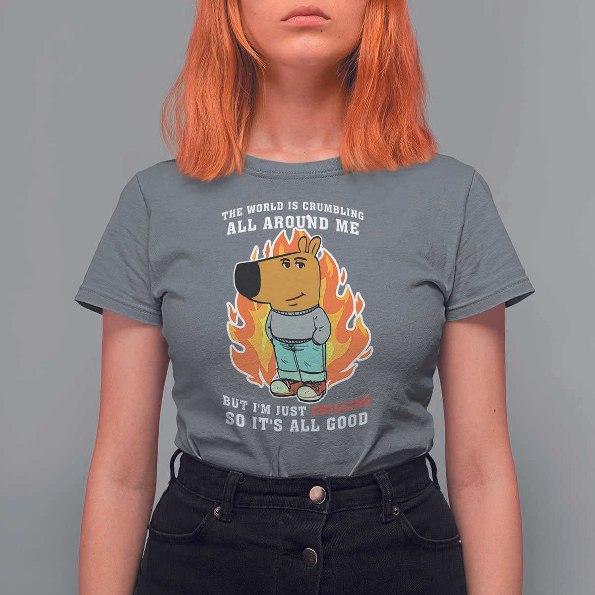 The World Is Crumbling All Around Me But Im Just Chilling So Its All Good T Shirt For Women - Wonder Print Shop
