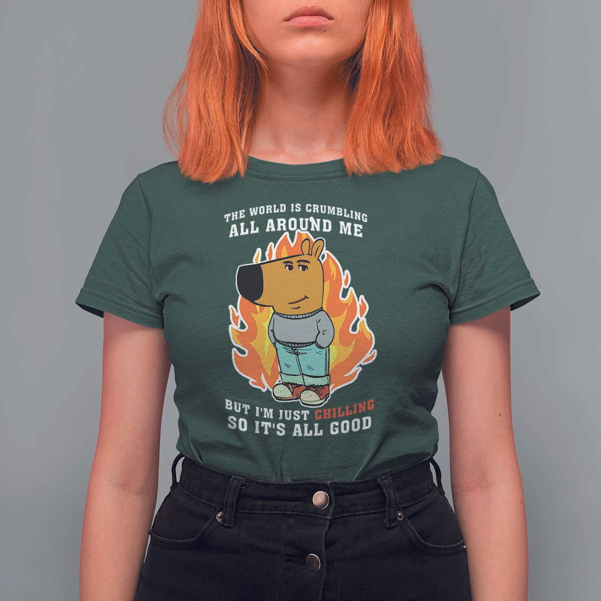 The World Is Crumbling All Around Me But Im Just Chilling So Its All Good T Shirt For Women - Wonder Print Shop