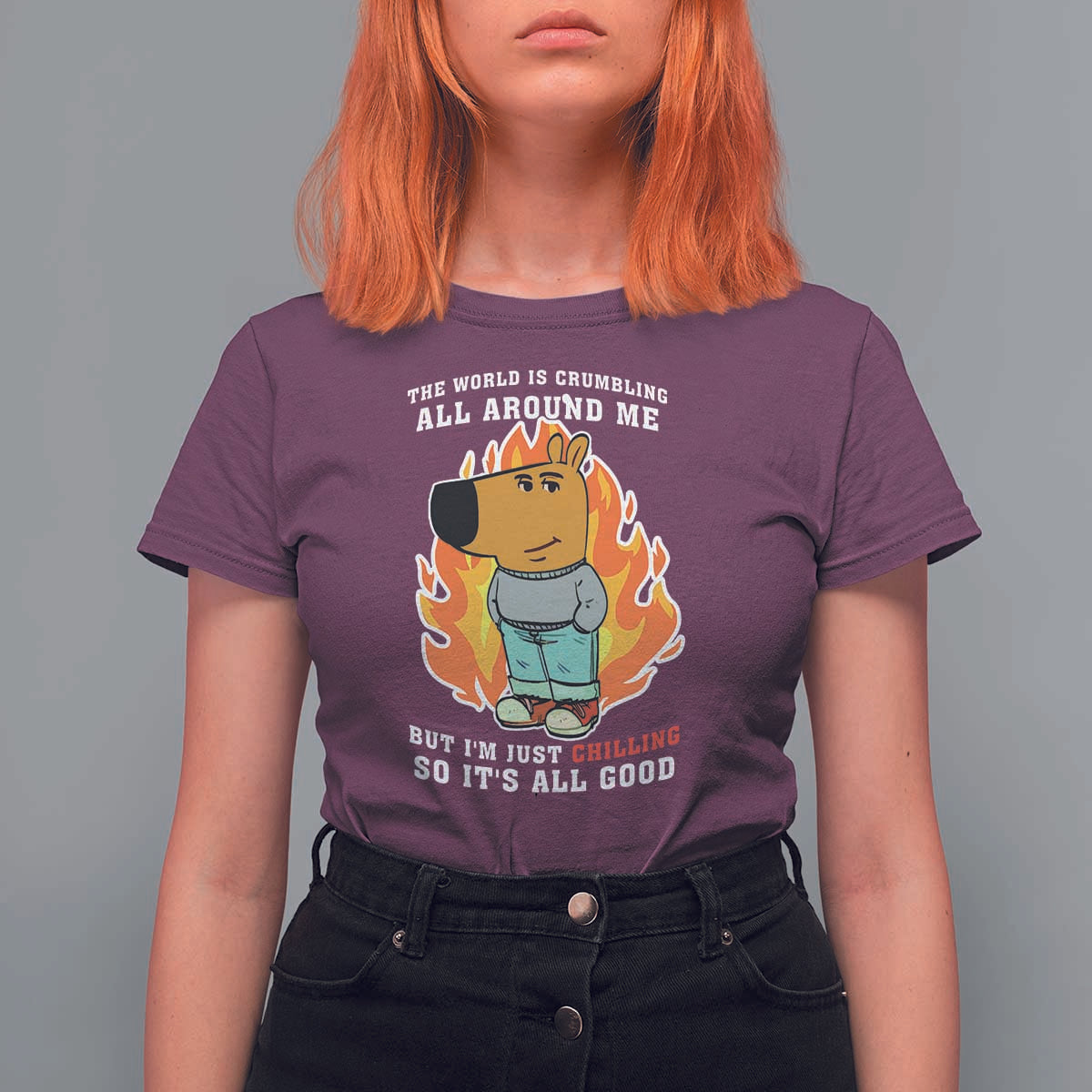 The World Is Crumbling All Around Me But Im Just Chilling So Its All Good T Shirt For Women - Wonder Print Shop