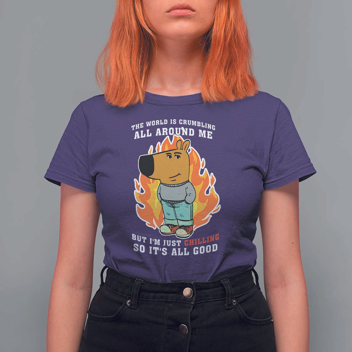 The World Is Crumbling All Around Me But Im Just Chilling So Its All Good T Shirt For Women - Wonder Print Shop