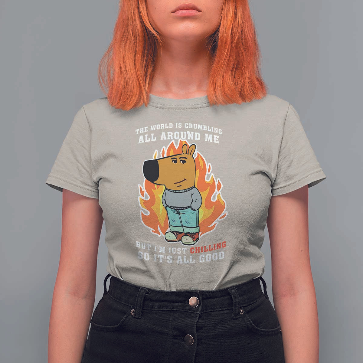 The World Is Crumbling All Around Me But Im Just Chilling So Its All Good T Shirt For Women - Wonder Print Shop