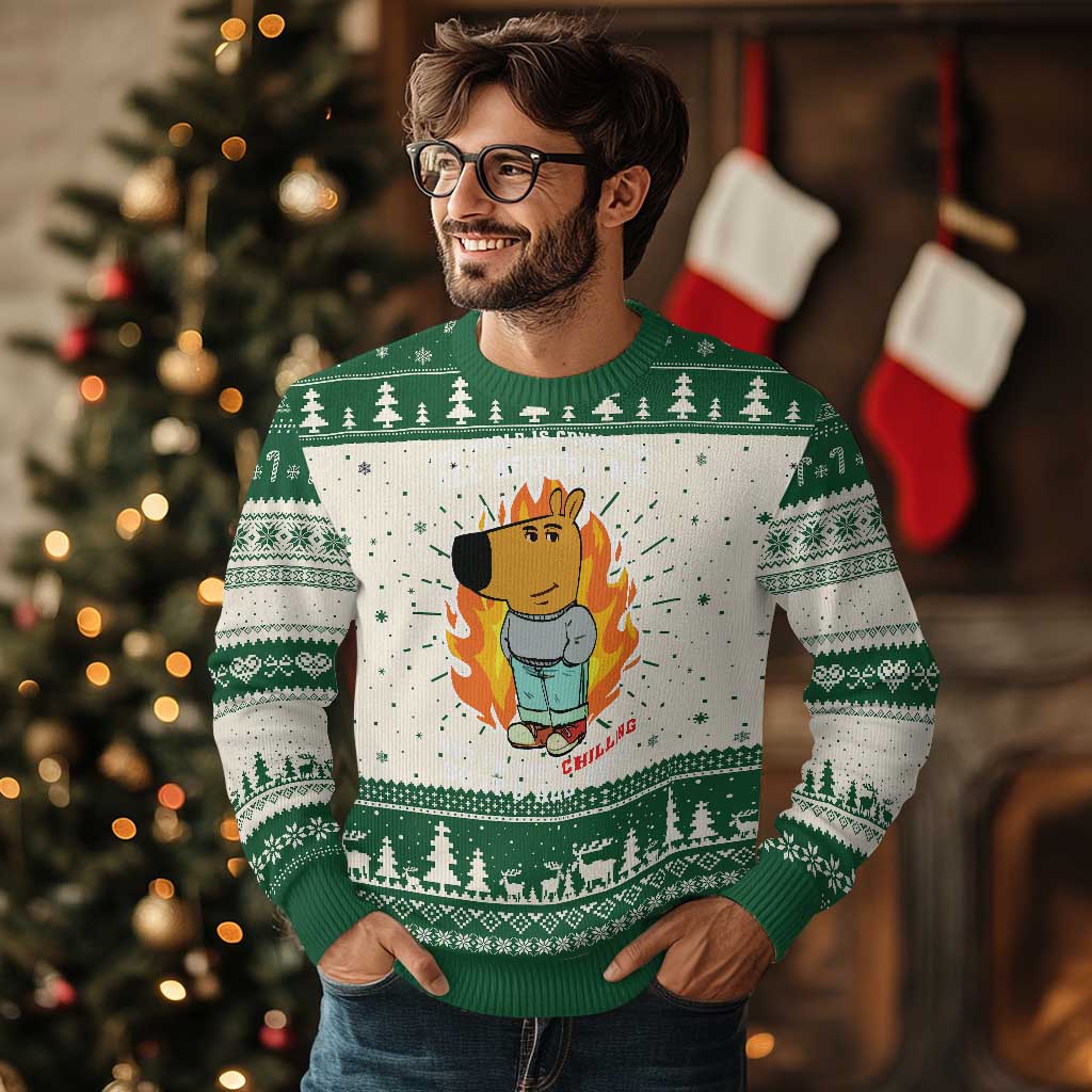 The World Is Crumbling All Around Me But Im Just Chilling So Its All Good Ugly Christmas Sweater - Wonder Print Shop