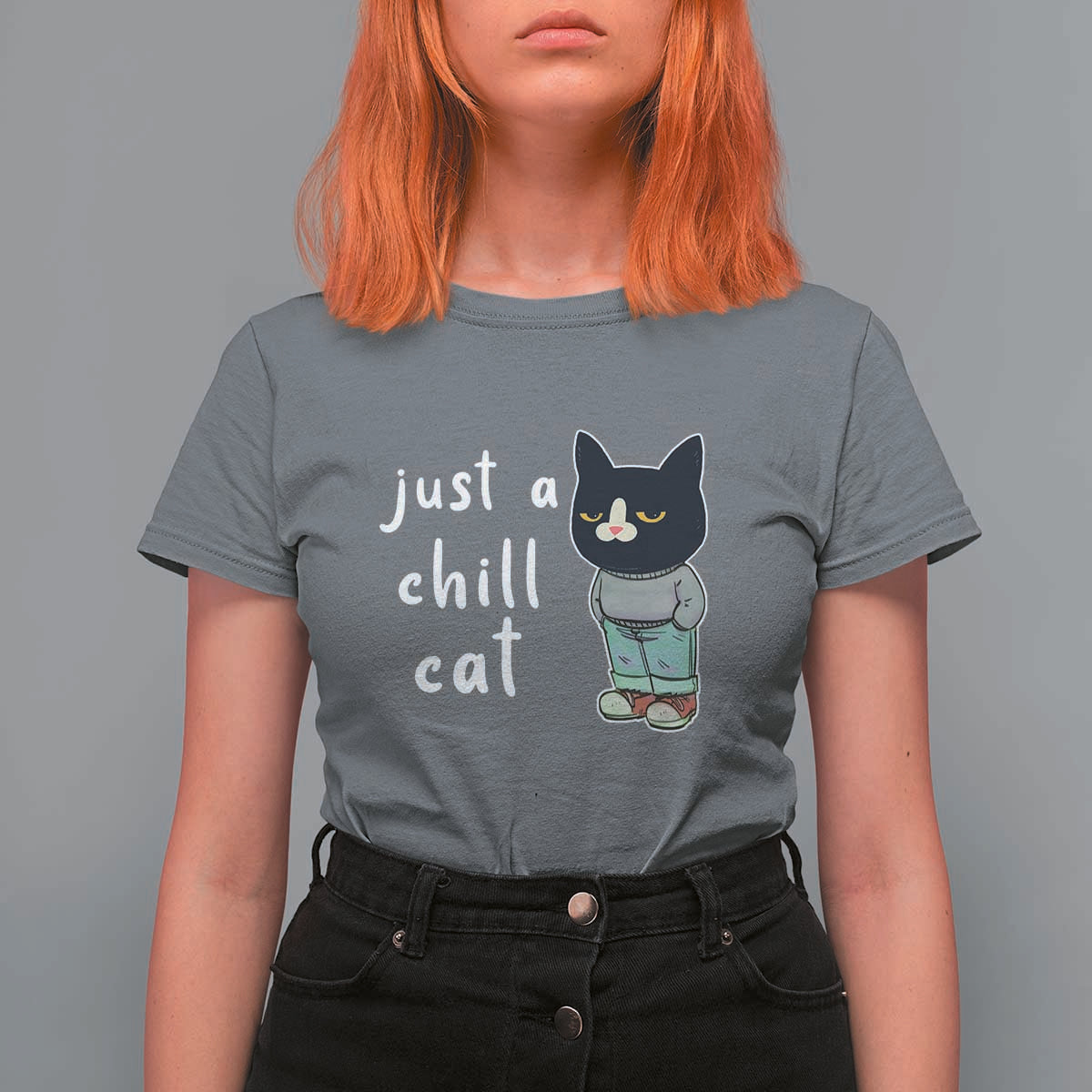 Funny Meme Just A Chill Cat T Shirt For Women - Wonder Print Shop