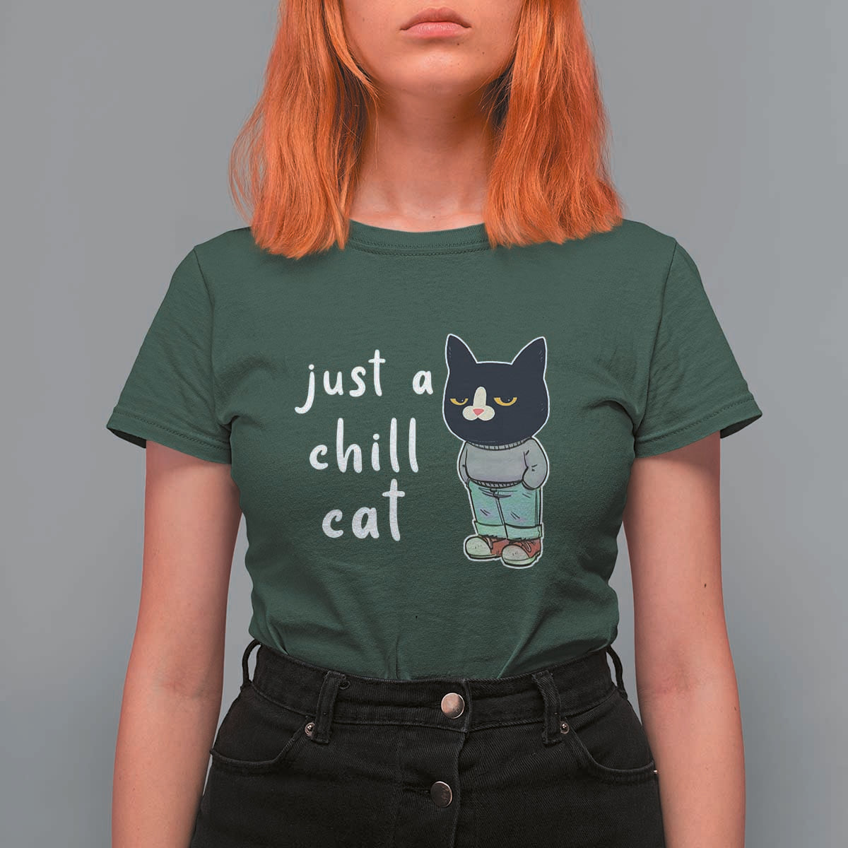 Funny Meme Just A Chill Cat T Shirt For Women - Wonder Print Shop
