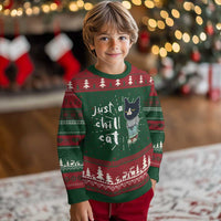 Funny Meme Just A Chill Cat Ugly Christmas Sweater - Wonder Print Shop