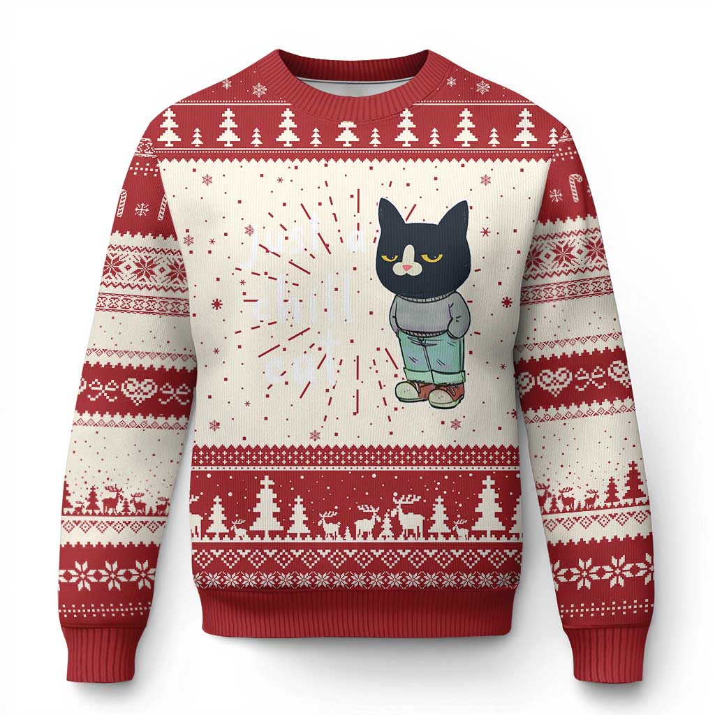 Funny Meme Just A Chill Cat Ugly Christmas Sweater - Wonder Print Shop
