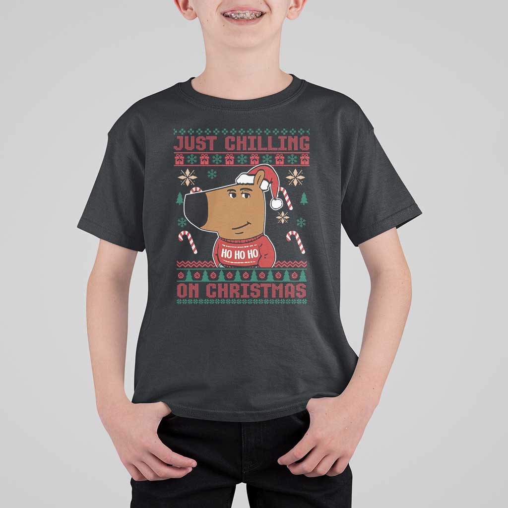 Funny Just Chilling On Christmas Meme Chillin Guy T Shirt For Kid - Wonder Print Shop