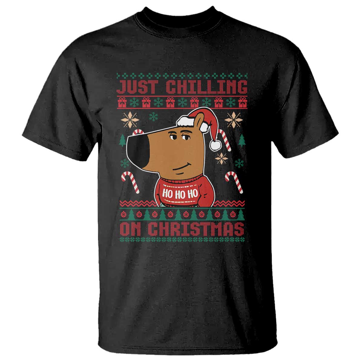 Funny Just Chilling On Christmas Meme Chillin Guy T Shirt - Wonder Print Shop