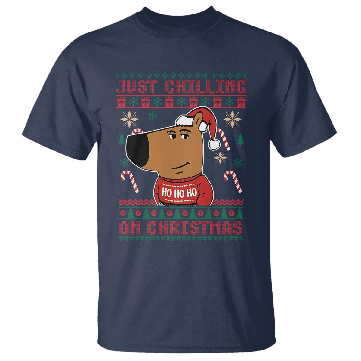 Funny Just Chilling On Christmas Meme Chillin Guy T Shirt - Wonder Print Shop