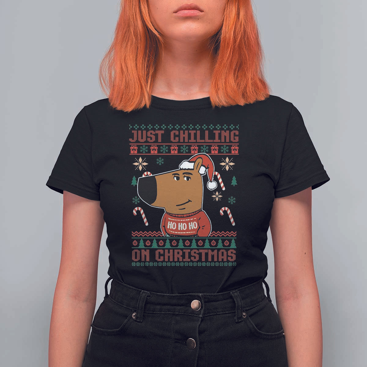 Funny Just Chilling On Christmas Meme Chillin Guy T Shirt For Women - Wonder Print Shop