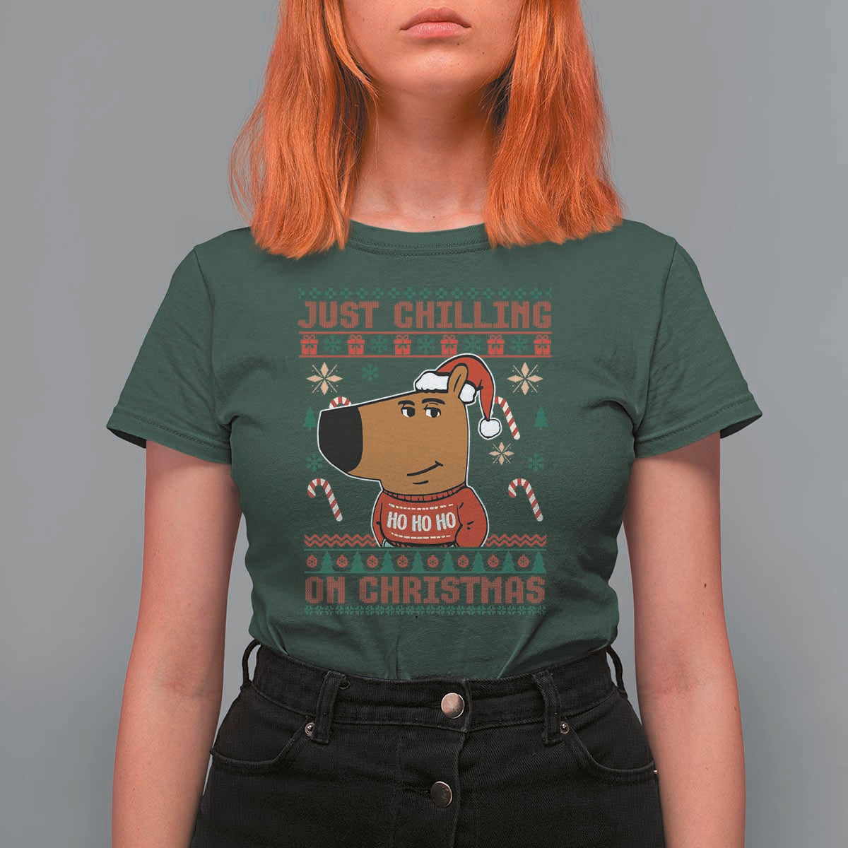 Funny Just Chilling On Christmas Meme Chillin Guy T Shirt For Women - Wonder Print Shop