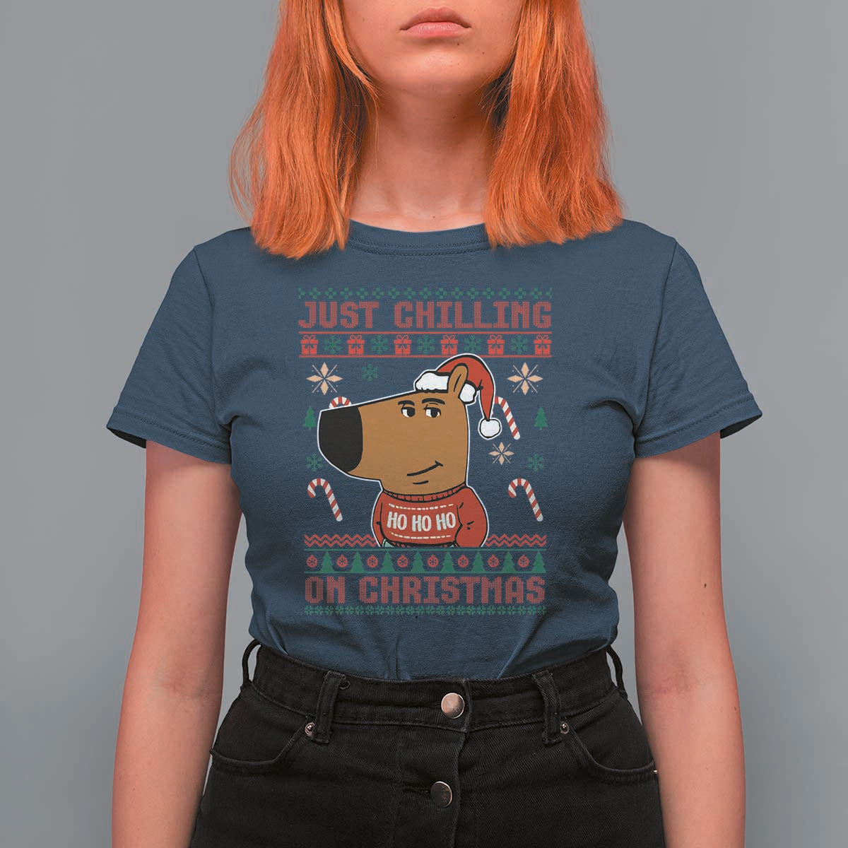 Funny Just Chilling On Christmas Meme Chillin Guy T Shirt For Women - Wonder Print Shop