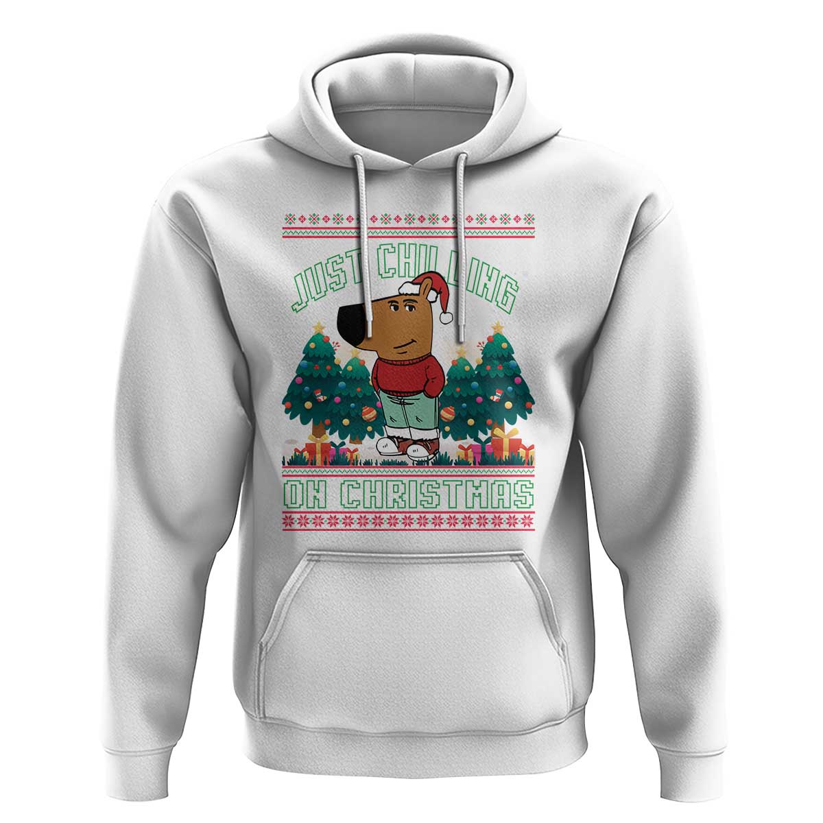 Funny Chillin Guy Just Chilling On Christmas Viral Meme Hoodie