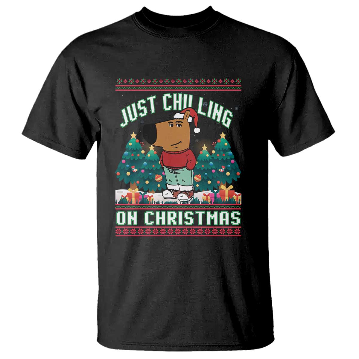 Funny Chillin Guy Just Chilling On Christmas Viral Meme T Shirt - Wonder Print Shop