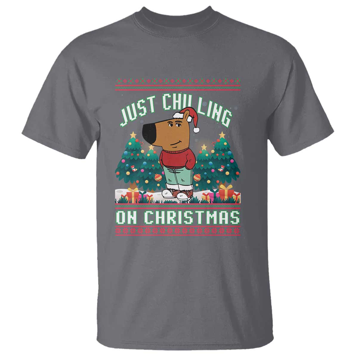 Funny Chillin Guy Just Chilling On Christmas Viral Meme T Shirt - Wonder Print Shop