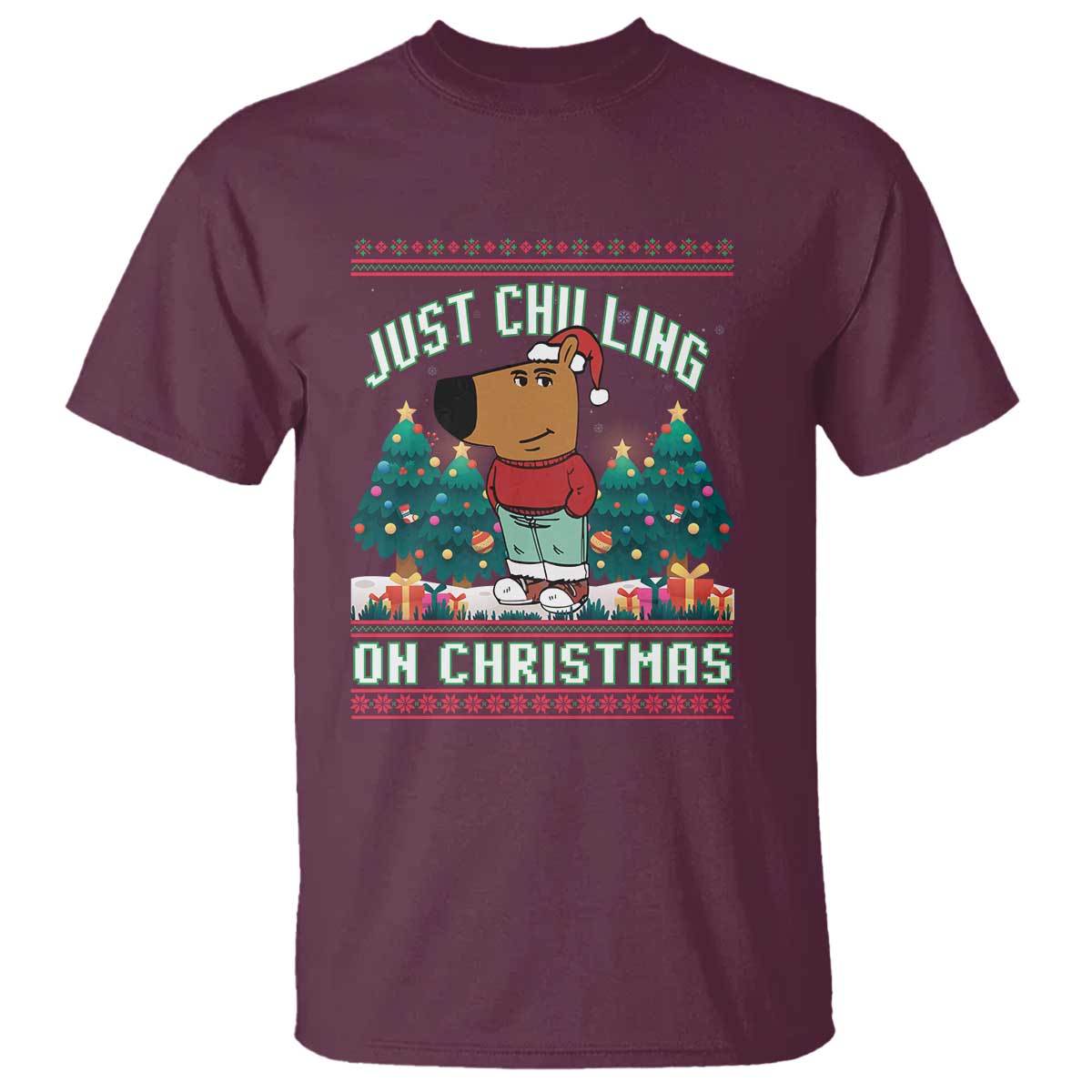 Funny Chillin Guy Just Chilling On Christmas Viral Meme T Shirt - Wonder Print Shop