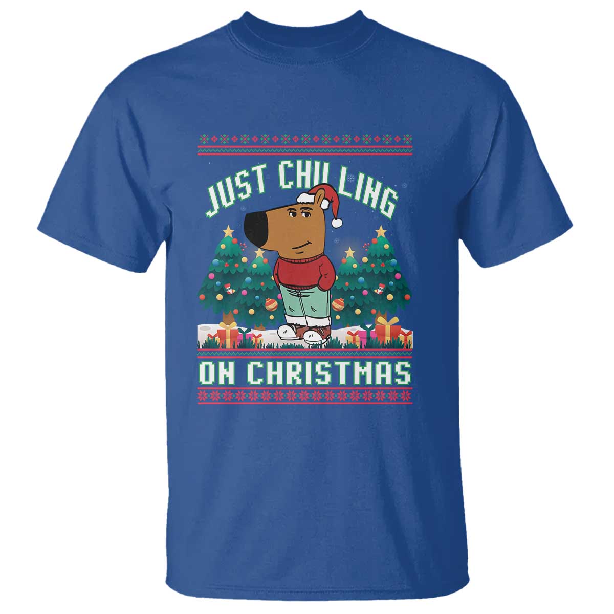 Funny Chillin Guy Just Chilling On Christmas Viral Meme T Shirt - Wonder Print Shop