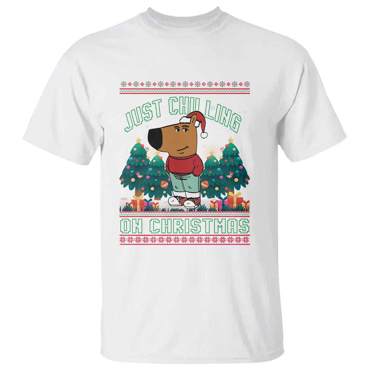 Funny Chillin Guy Just Chilling On Christmas Viral Meme T Shirt - Wonder Print Shop