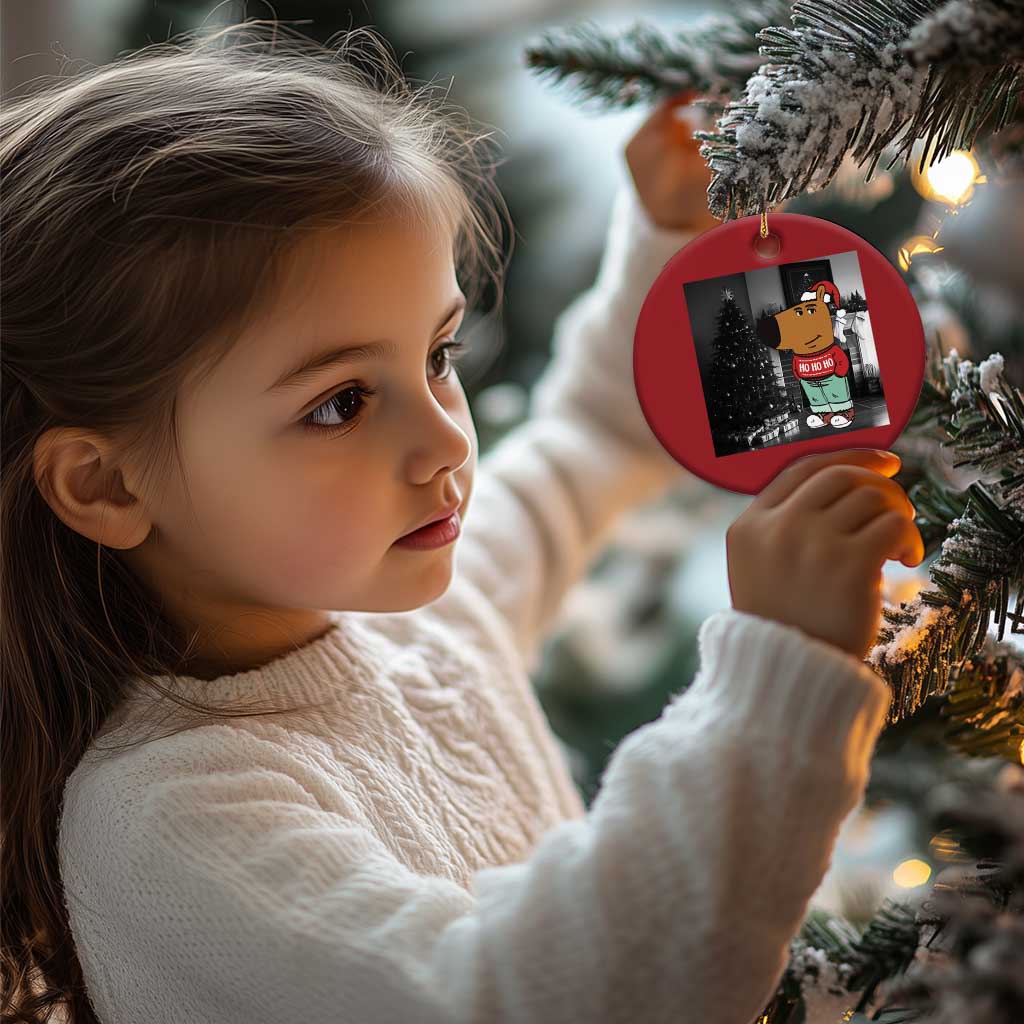 Funny Xmas Meme Chilling Guy Santa Christmas Ornament - Wonder Print Shop