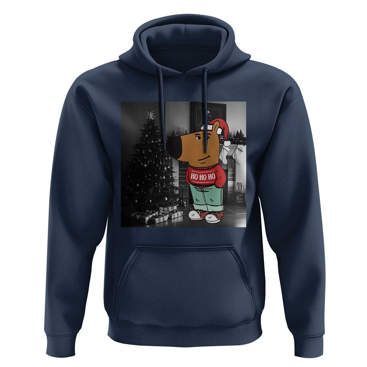 Funny Xmas Meme Chilling Guy Santa Hoodie