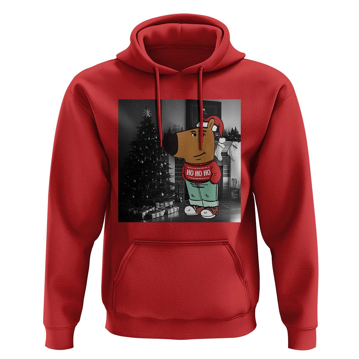 Funny Xmas Meme Chilling Guy Santa Hoodie