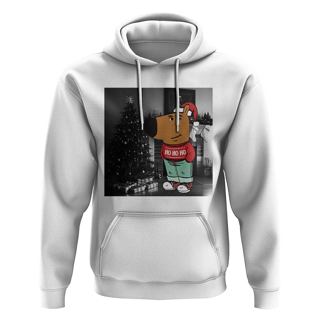 Funny Xmas Meme Chilling Guy Santa Hoodie
