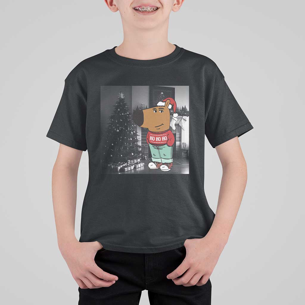 Funny Xmas Meme Chilling Guy Santa T Shirt For Kid - Wonder Print Shop