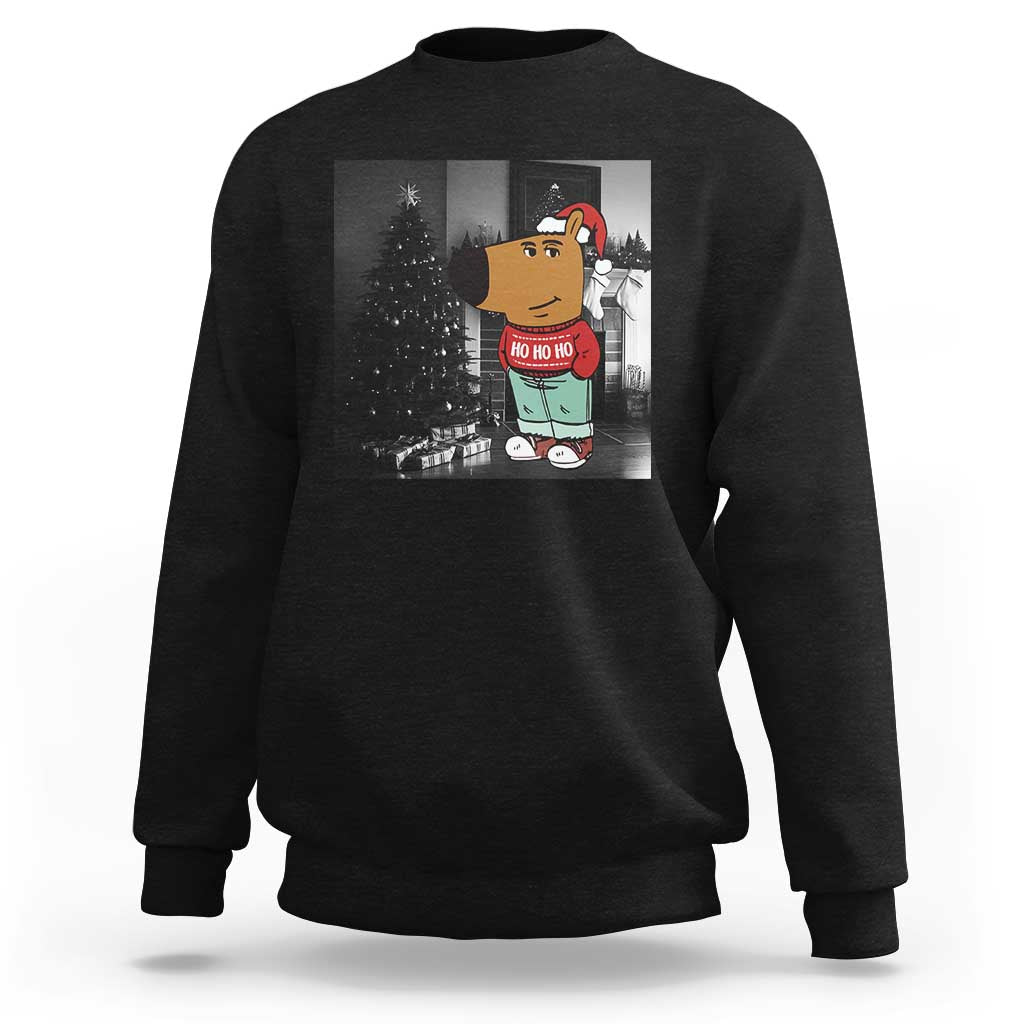 Funny Xmas Meme Chilling Guy Santa Sweatshirt - Wonder Print Shop