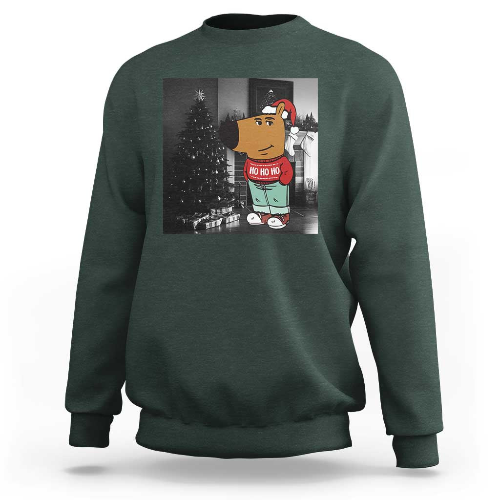 Funny Xmas Meme Chilling Guy Santa Sweatshirt - Wonder Print Shop